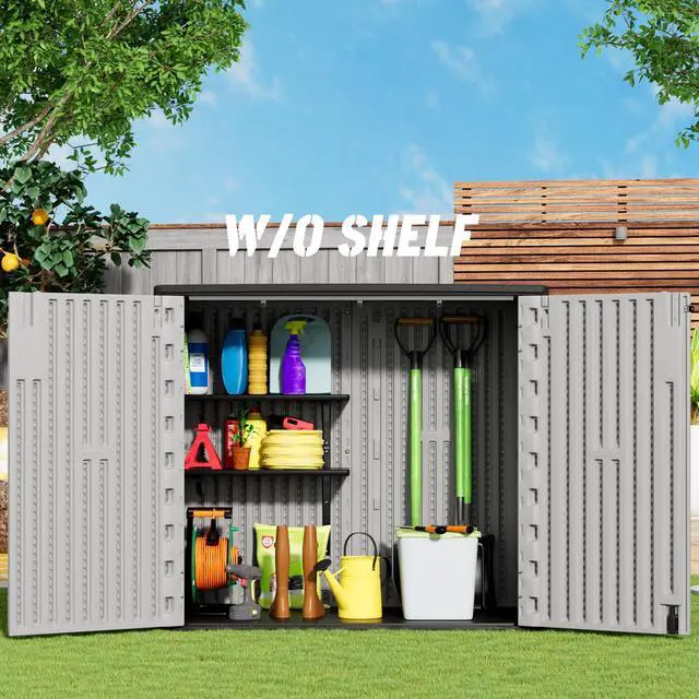 Alt view image 3 of 6 - Outdoor Storage Cabinet for Patio & Garden Shed, 37Cu.ft Outdoor Storage Shed Waterproof,Horizontal Outdoor Cabinet for Garage, Pool Storage