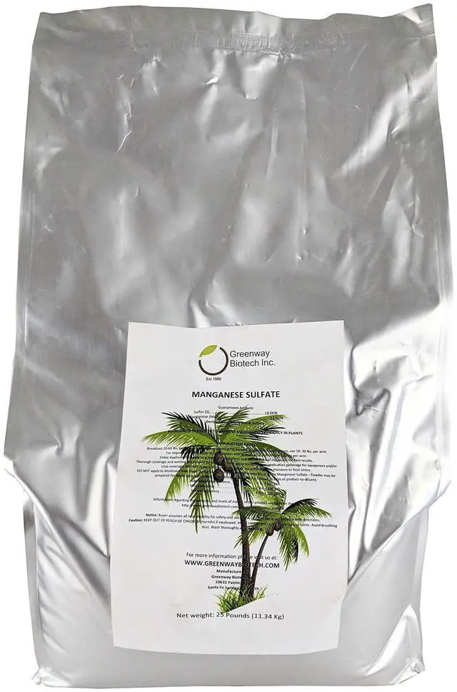 Main image of Manganese Sulfate Monohydrate Fertilizer- 100% Water Soluble Contains 31% Manganese Ideal for Hydroponics & Aeroponics Agriculture- Palm Tree Plant Fertilizer (25 Pounds)