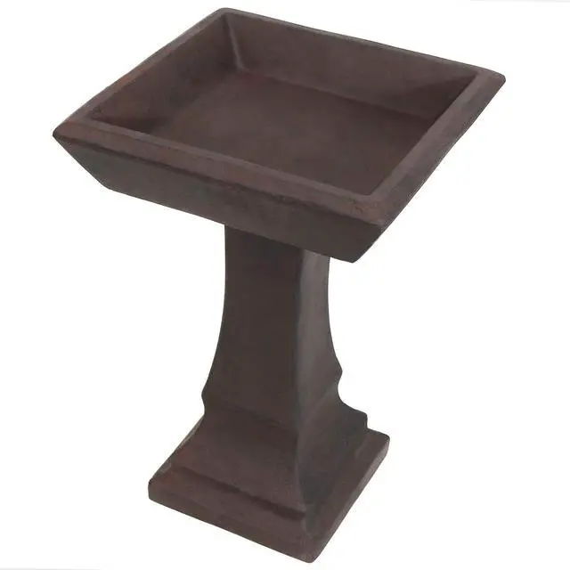 Main image of Sunnydaze 23 H Concrete Bird Bath for Outdoors - Simply Square Garden Bird Bath with Glass Fiber Reinforced Concrete Construction - Brown