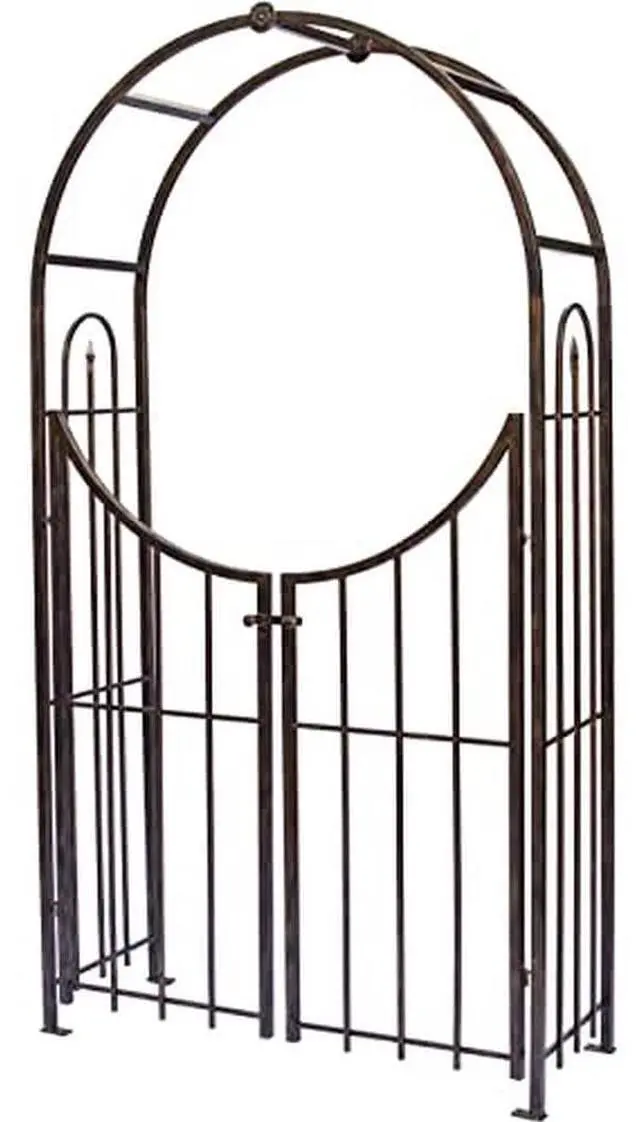 Main image of Products Arched Top Garden Arbor with Gate, Brushed Bronze
