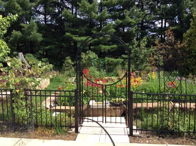 Alt view image 3 of 4 - Products Arched Top Garden Arbor with Gate, Brushed Bronze