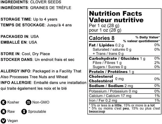 Alt view image 4 of 6 - Clover Seeds for Sprouting, 25 Pounds Pure, Vegan, Kosher, Bulk. Edible Seeds. Rich in Vitamin C. High Germitation Rate. Grow Sprouts, and Microgreens for Salad, Sandwiches, Rolls