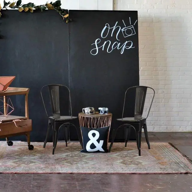 Alt view image 6 of 6 - Metal Dining Chair Indoor Outdoor Use Stackable Chic Side Classic Trattoria Metal Chairs Set of 4 for Kitchen, Dining Room, Bistro and Cafe (Gold Black)