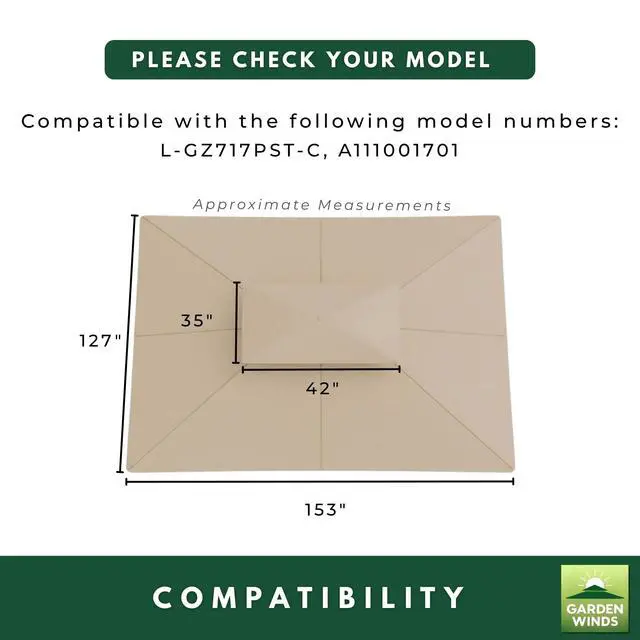 Alt view image 5 of 6 - Durable 350 Replacement Canopy Top Compatible with Windsor Dome 10 x 12 Gazebo Models L-GZ717PST-C, A111001701 - Stripe Canyon