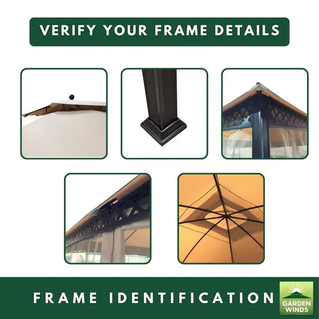 Alt view image 6 of 6 - Durable 350 Replacement Canopy Top Compatible with Windsor Dome 10 x 12 Gazebo Models L-GZ717PST-C, A111001701 - Stripe Canyon
