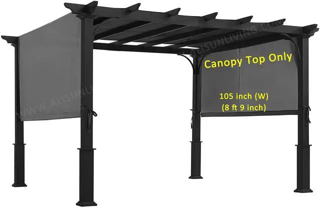 Main image of Replacement Sling Canopy (with Ties) for 10 FT Pergola #S-J-110 & TP15-048C (Charcoal) (Canopy TOP ONLY)