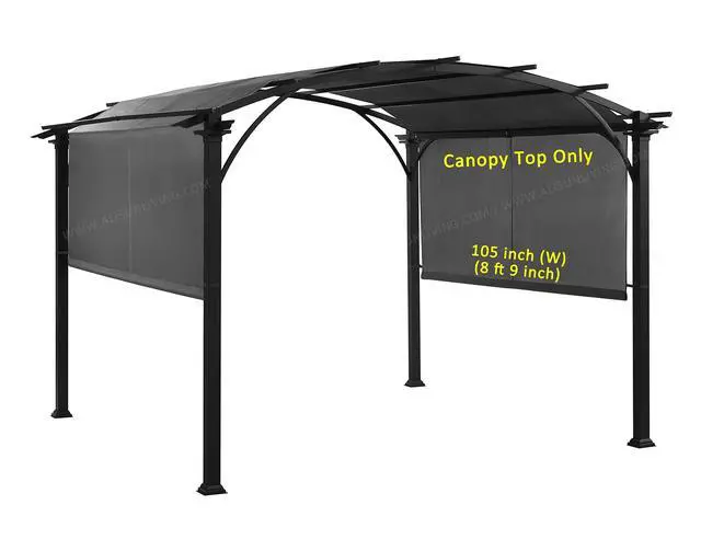 Alt view image 3 of 5 - Replacement Sling Canopy (with Ties) for 10 FT Pergola #S-J-110 & TP15-048C (Charcoal) (Canopy TOP ONLY)