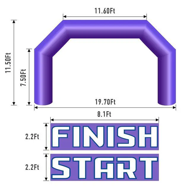 Alt view image 2 of 6 - 20Ft Inflatable Arch with Blower,Outdoor Inflatable Archway for Party,5K Race,Advertising Commerce,School Sport Black Purple