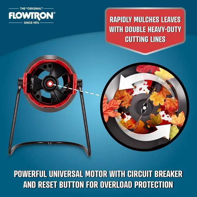Alt view image 3 of 6 - Electric Leaf Mulcher & Shredder | Portable Garden Grinder & Chipper for Wet/Dry Leaves, Grass & Pine Needles | Freestanding, Upto 30:1 Mulch Ratio, Adjustable Coarseness