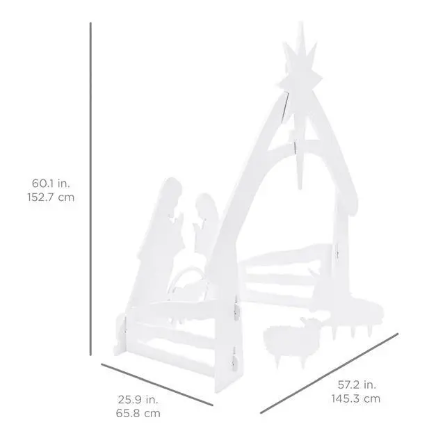 Alt view image 2 of 6 - 5ft Outdoor Nativity Scene, Weather-Resistant Décor, Christmas Holy Family Yard Decoration, Water-Resistant PVC - White