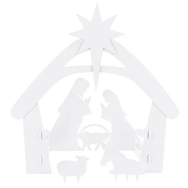 Alt view image 4 of 6 - 5ft Outdoor Nativity Scene, Weather-Resistant Décor, Christmas Holy Family Yard Decoration, Water-Resistant PVC - White