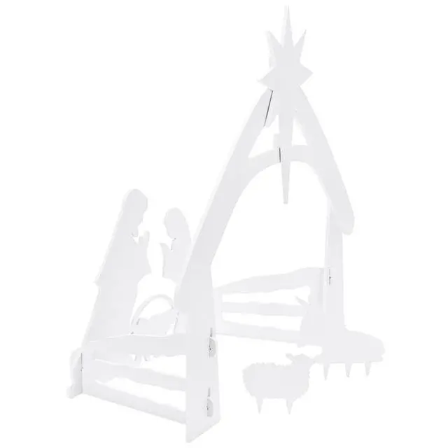 Alt view image 5 of 6 - 5ft Outdoor Nativity Scene, Weather-Resistant Décor, Christmas Holy Family Yard Decoration, Water-Resistant PVC - White