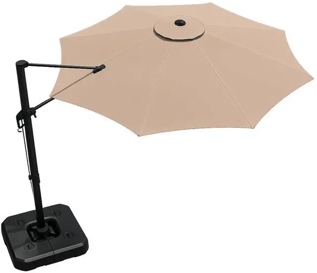 Main image of Patio Umbrella Outdoor, 10 FT Cantilever Umbrella Aluminum Offset Umbrella with 360-degree Rotation for Backyard, Pool, Lawn, Deck (Round, Khaki)