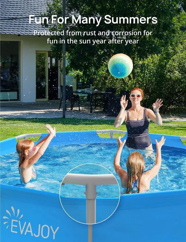 Alt view image 3 of 6 - 10 ft x 30 Inch Outdoor Metal Frame Above Ground Round Swimming Pool with Easy Set-Up, Pool Only