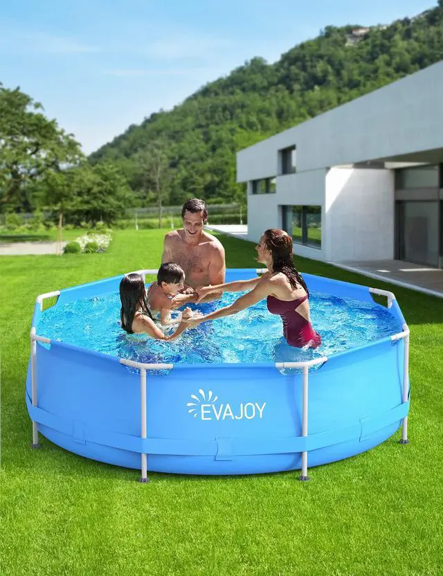 Alt view image 4 of 6 - 10 ft x 30 Inch Outdoor Metal Frame Above Ground Round Swimming Pool with Easy Set-Up, Pool Only
