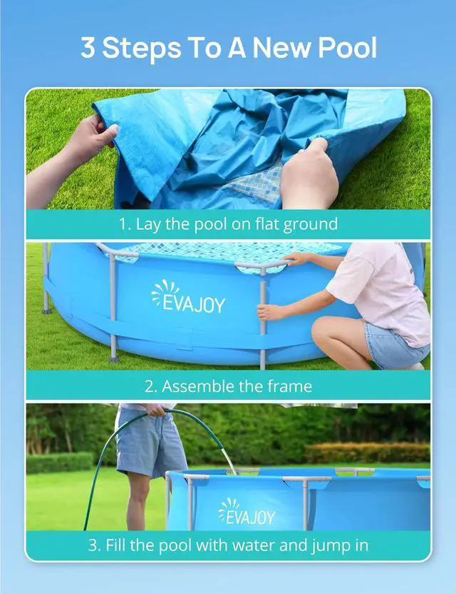 Alt view image 6 of 6 - 10 ft x 30 Inch Outdoor Metal Frame Above Ground Round Swimming Pool with Easy Set-Up, Pool Only