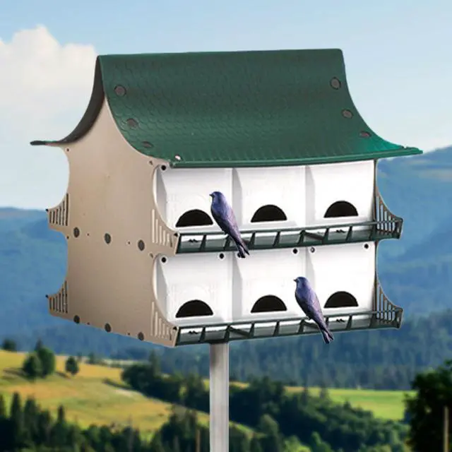 Alt view image 2 of 6 - S&K 12 Room Purple Martin House Package - Complete Birdhouse Kit with Telescoping Pole, Decoys, and Guidebook