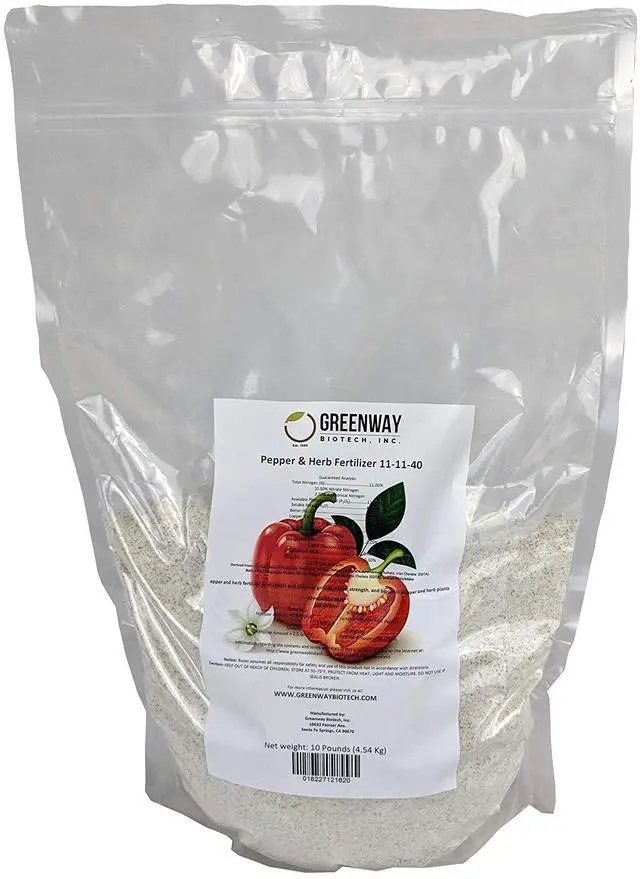Main image of Pepper & Herb Fertilizer 11-11-40 Powder - Water Soluble with Chelated Micronutrients for Hot & Bell Peppers Basil - Hotter Peppers Aromatic Herbs - Hydroponics & Soil - 10 LB