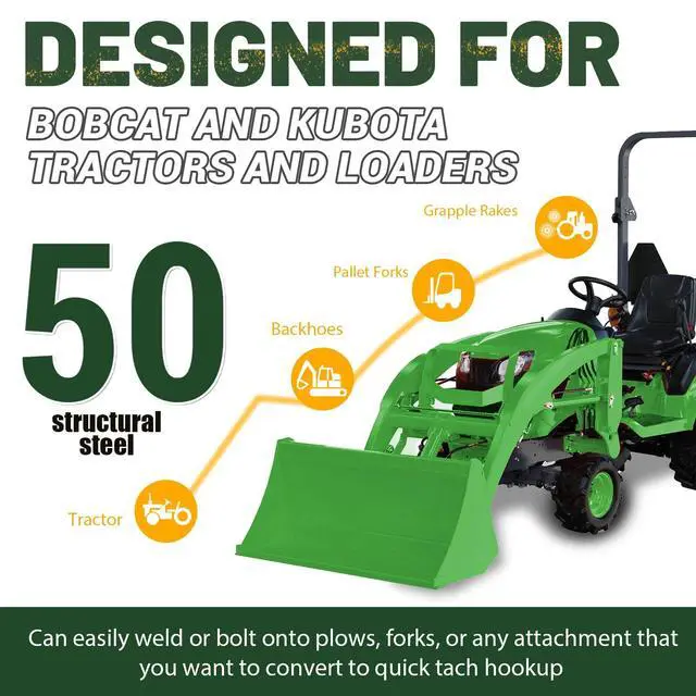Alt view image 2 of 6 - 3/8" Thick Quick Tach Cut Out Mount Plate, Steel Skid Steer Quick Tach Attachment Adapter Plate Compatible with Bobcat, Kubota Tractors