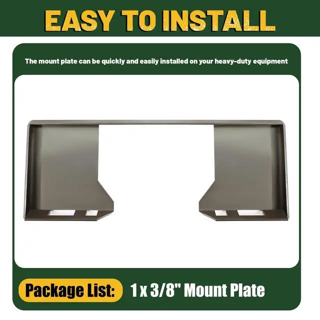 Alt view image 6 of 6 - 3/8" Thick Quick Tach Cut Out Mount Plate, Steel Skid Steer Quick Tach Attachment Adapter Plate Compatible with Bobcat, Kubota Tractors