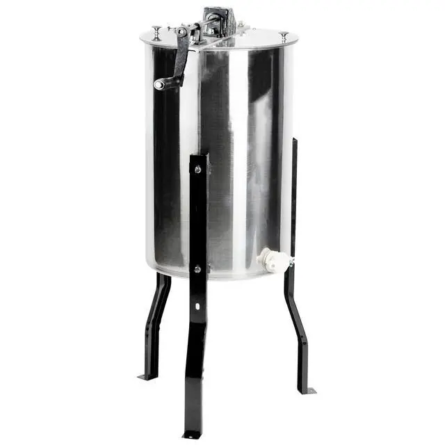 Alt view image 4 of 6 - Honey Extractor 2 Frame Rack, Food Grade Stainless Steel Honey Processing Equipment, Manual Crank Honeycomb Drum Spinner with Transparent Lid, BEE-V002