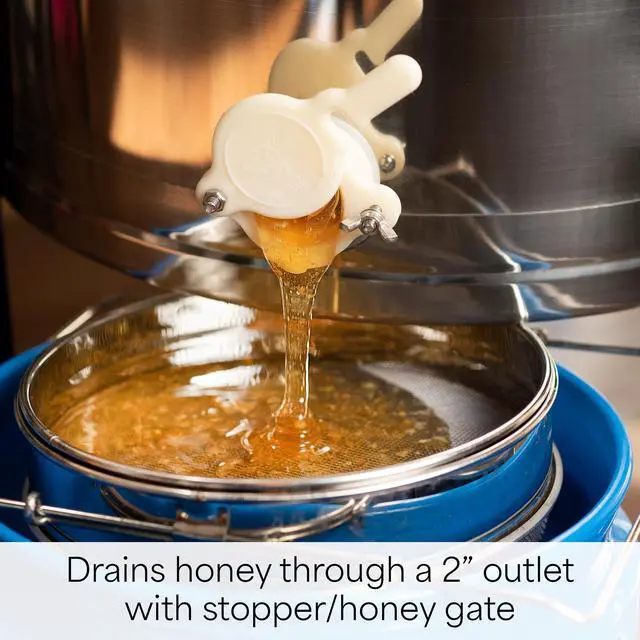 Alt view image 5 of 6 - Honey Extractor 2 Frame Rack, Food Grade Stainless Steel Honey Processing Equipment, Manual Crank Honeycomb Drum Spinner with Transparent Lid, BEE-V002