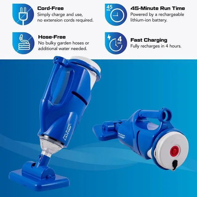 Alt view image 2 of 6 - Catfish Cordless Pool Vacuum for Spot-Cleaning, Hot Tubs & Spas, Handheld Rechargeable, up to 45 Min Runtime, Quick, Efficient Swimming Pool Cleaner, Above Ground & Inground Pool Steps