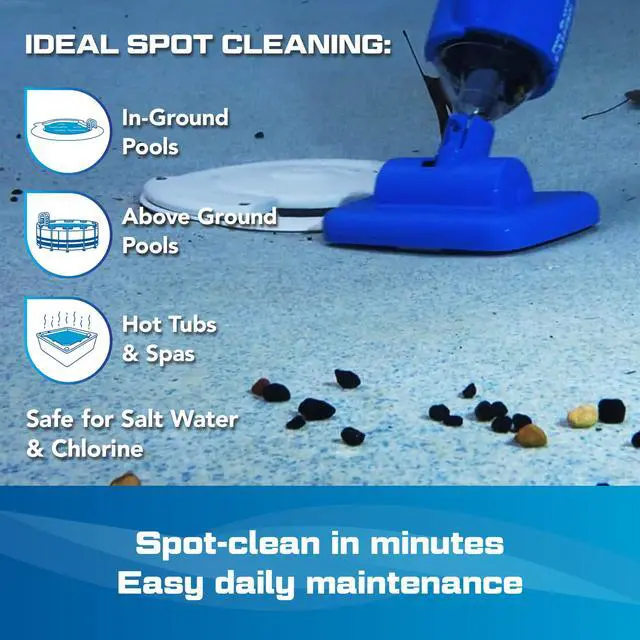 Alt view image 3 of 6 - Catfish Cordless Pool Vacuum for Spot-Cleaning, Hot Tubs & Spas, Handheld Rechargeable, up to 45 Min Runtime, Quick, Efficient Swimming Pool Cleaner, Above Ground & Inground Pool Steps