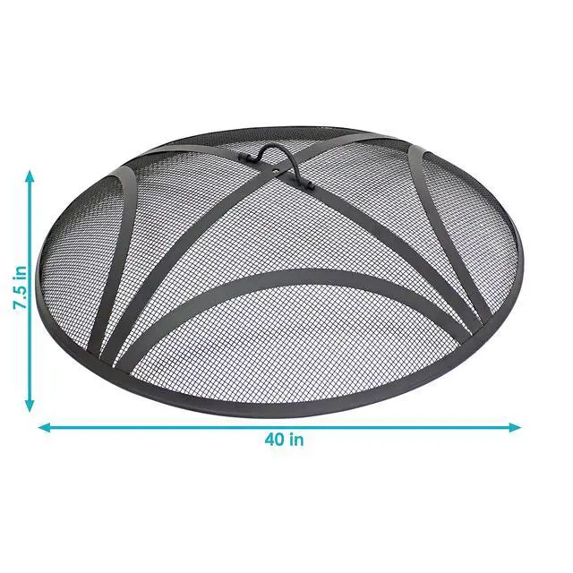 Alt view image 3 of 6 - Sunnydaze Outdoor Patio Fire Pit Screen - Reinforced Steel Mesh Round Fire Pit Spark Screen with Handle - 40" Diameter