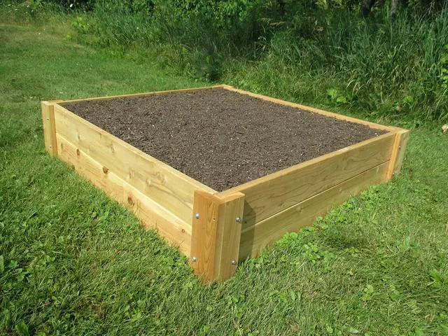 Alt view image 2 of 5 - Premium Cedar Raised Garden Bed - 1" Thick Wood (4' x 4' x 11" H)