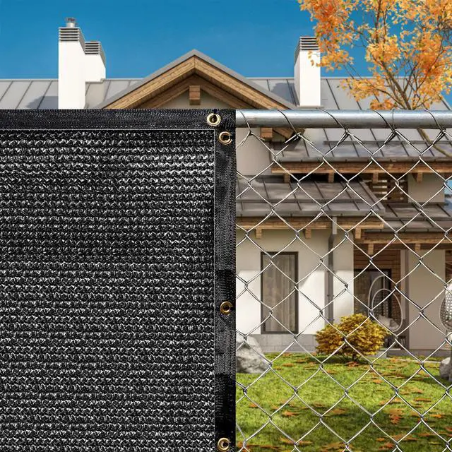 Alt view image 3 of 6 - 6' x 74' Black Fence Privacy Screen Commercial Grade Heavy Duty Black Bindings for Gardens Backyard Patio Construction Project Outdoor Events