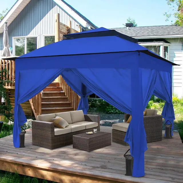 Main image of 11x11 Pop Up Gazebo with 4 Sidewalls, Instant Outdoor Canopy Tent with UPF 50+ UV Protection, Water Resistant Shelter with Carry Bag, Stakes & Ropes, Blue