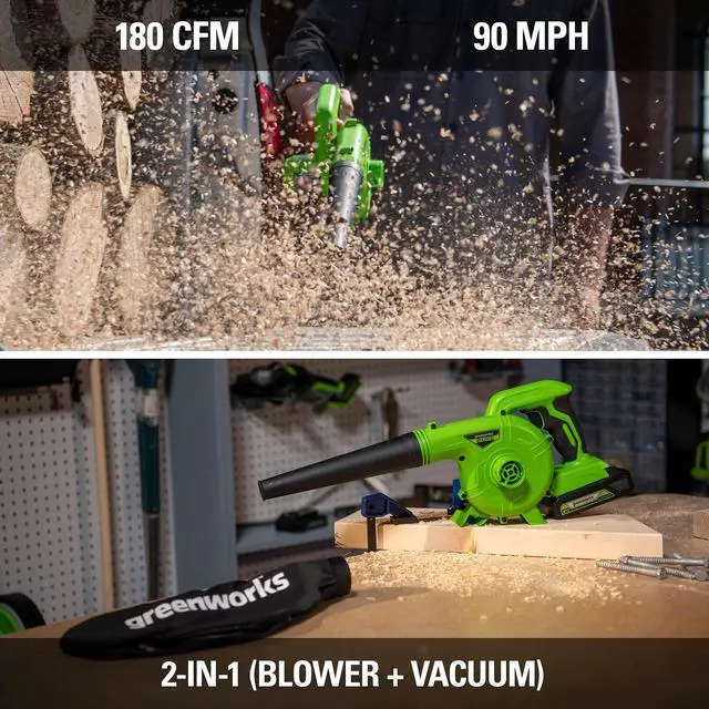 Alt view image 4 of 6 - 24V (90 MPH / 180 CFM / 200+ Compatible Tools) Cordless Shop Blower, 2.0Ah Battery and Charger Included