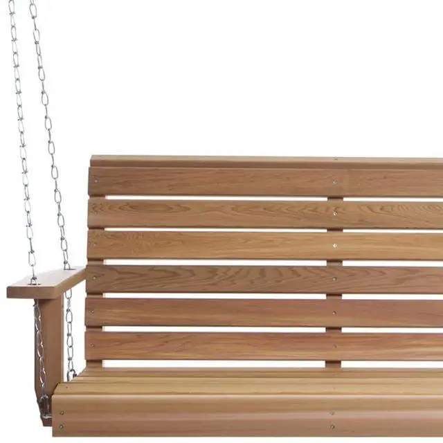 Alt view image 6 of 6 - Wooden Porch Swing, Outdoor Patio Furniture, 6 Foot, Natural