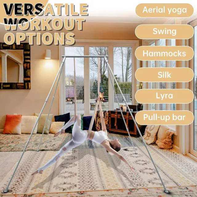 Alt view image 2 of 6 - 8.1 FT Aerial Yoga Stand 550lbs Max Capacity for Indoor and Outdoor Fitness Bodybuilding Height Adjustable for Yoga Frame
