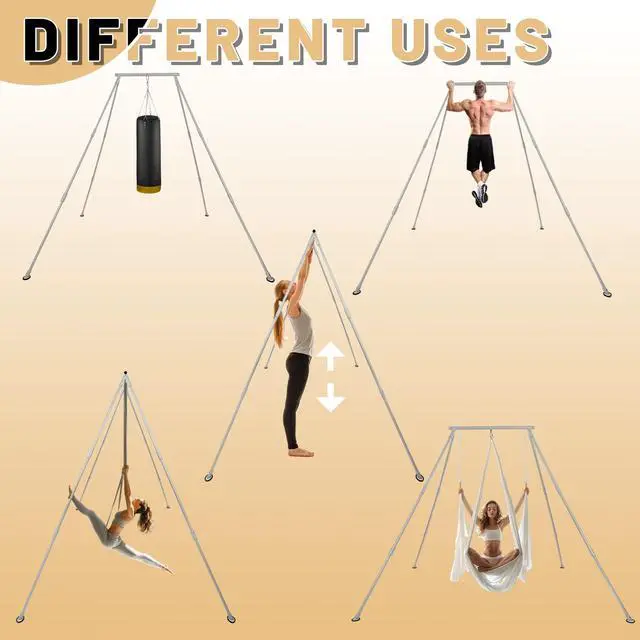 Alt view image 6 of 6 - 8.1 FT Aerial Yoga Stand 550lbs Max Capacity for Indoor and Outdoor Fitness Bodybuilding Height Adjustable for Yoga Frame