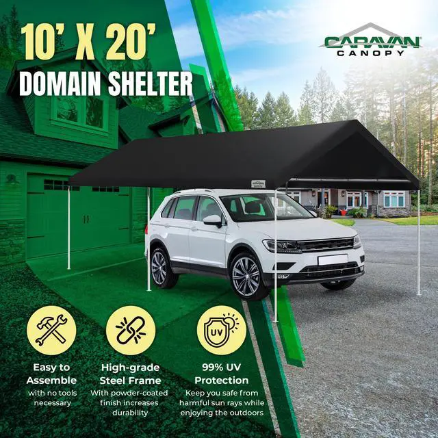 Alt view image 2 of 6 - Canopy Domain Pro 200 Straight Leg 10 by 20 Foot Outdoor Canopy Car Tent 10x20 with Durable Powder Coated Steel Frames, Black