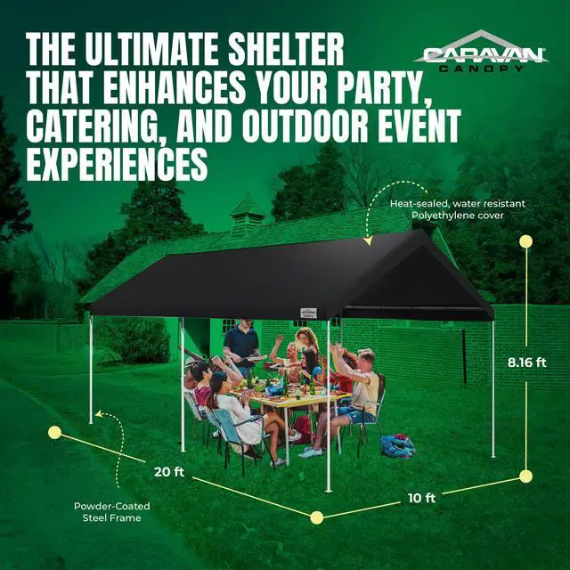 Alt view image 3 of 6 - Canopy Domain Pro 200 Straight Leg 10 by 20 Foot Outdoor Canopy Car Tent 10x20 with Durable Powder Coated Steel Frames, Black