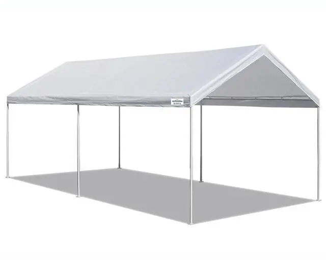 Main image of Canopy Powder Coated Heavy Duty Steel Frame Pop Up Carport with 6 Steel Stakes for Outdoor Activities and Events, White