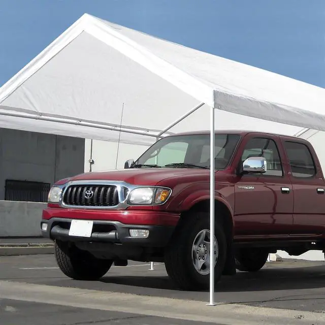 Alt view image 4 of 6 - Canopy Powder Coated Heavy Duty Steel Frame Pop Up Carport with 6 Steel Stakes for Outdoor Activities and Events, White