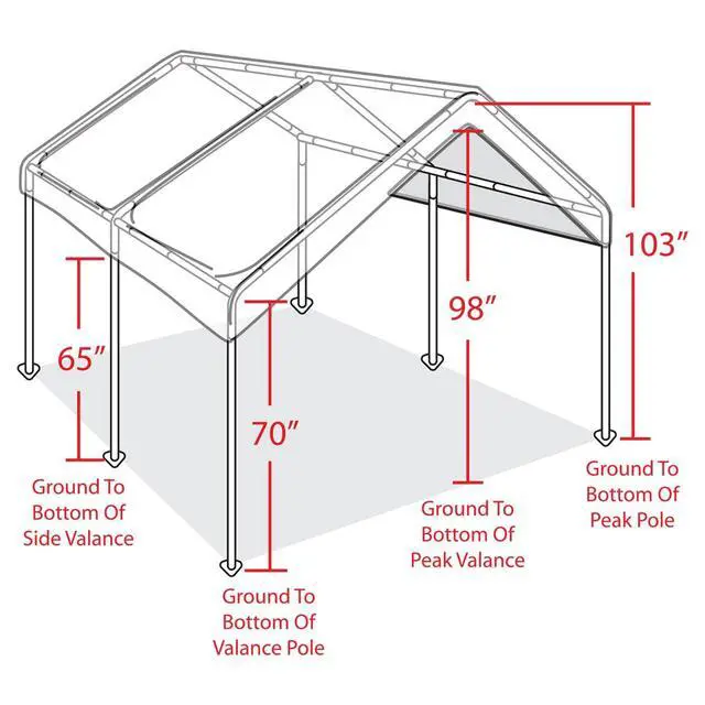 Alt view image 6 of 6 - Canopy Powder Coated Heavy Duty Steel Frame Pop Up Carport with 6 Steel Stakes for Outdoor Activities and Events, White