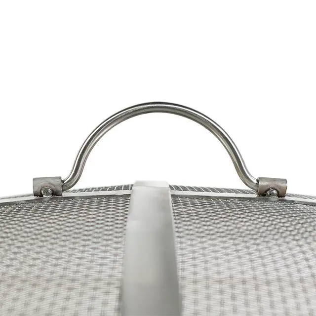 Alt view image 6 of 6 - Sunnydaze Round Fire Pit Screen Cover - 36-Inch Stainless Steel Mesh Fire Pit Spark Screen - Spark Lid Top Cover with Handle