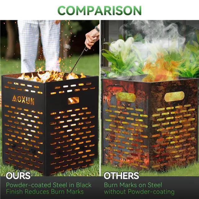 Alt view image 3 of 6 - 63 Gallon Ultra Thick Burn Barrel for Yard Waste - Heavy Duty Outdoor Incinerator Drum with Burn Cage for Paper, Leaves, Trash & Wood (27.9")