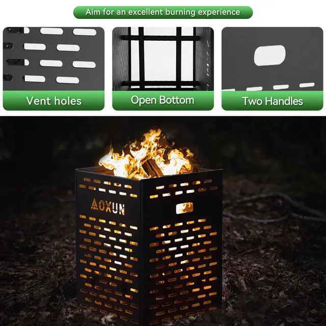 Alt view image 5 of 6 - 63 Gallon Ultra Thick Burn Barrel for Yard Waste - Heavy Duty Outdoor Incinerator Drum with Burn Cage for Paper, Leaves, Trash & Wood (27.9")