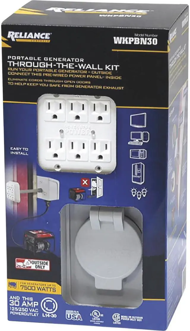 Alt view image 2 of 3 - Reliance Control Corporation WKPBN30 Portable Generator Through-the-wall PWR Transfer Kit, No Size, EMW3790037