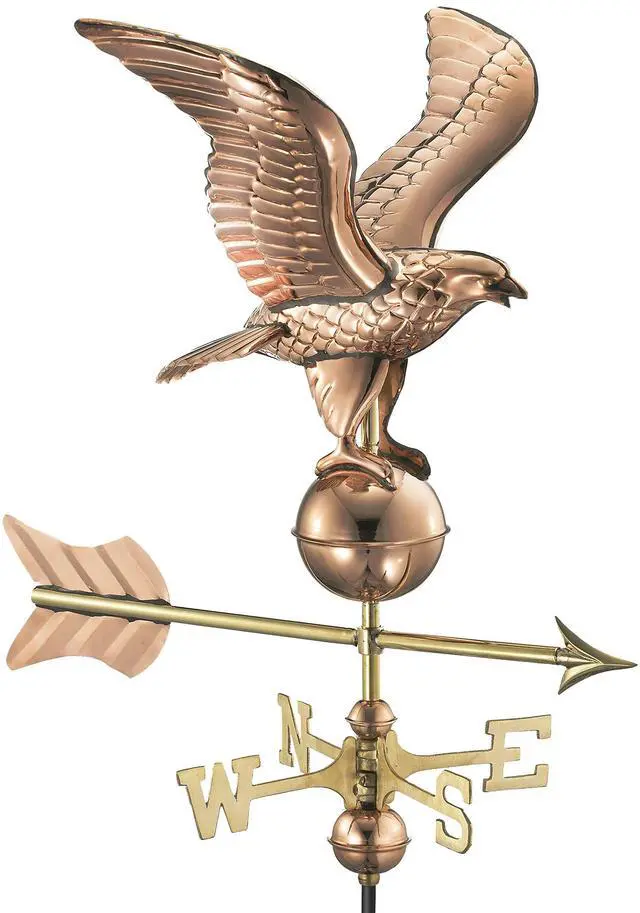 Main image of 8815PR Eagle Cottage Weathervane, Polished Copper with Roof Mount, Medium