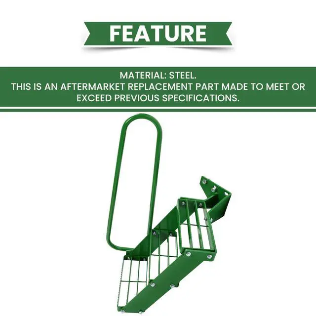 Alt view image 3 of 6 - Left Hand Stair Step Kit Compatible with John Deere 4050 4240 4430 4630 4440 4230 4555 4650 4850 4955 LH Handrail Powder Coated Durable Steel Tractor Step