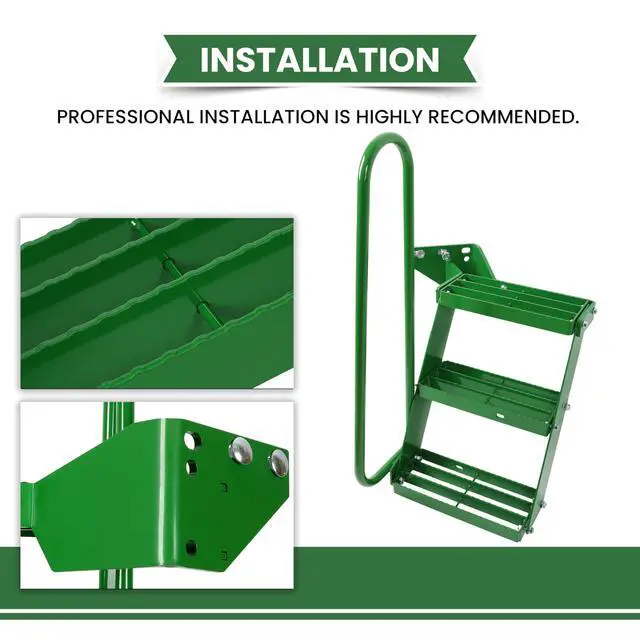 Alt view image 4 of 6 - Left Hand Stair Step Kit Compatible with John Deere 4050 4240 4430 4630 4440 4230 4555 4650 4850 4955 LH Handrail Powder Coated Durable Steel Tractor Step