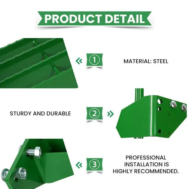 Alt view image 5 of 6 - Left Hand Stair Step Kit Compatible with John Deere 4050 4240 4430 4630 4440 4230 4555 4650 4850 4955 LH Handrail Powder Coated Durable Steel Tractor Step