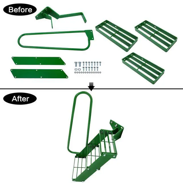 Alt view image 6 of 6 - Left Hand Stair Step Kit Compatible with John Deere 4050 4240 4430 4630 4440 4230 4555 4650 4850 4955 LH Handrail Powder Coated Durable Steel Tractor Step